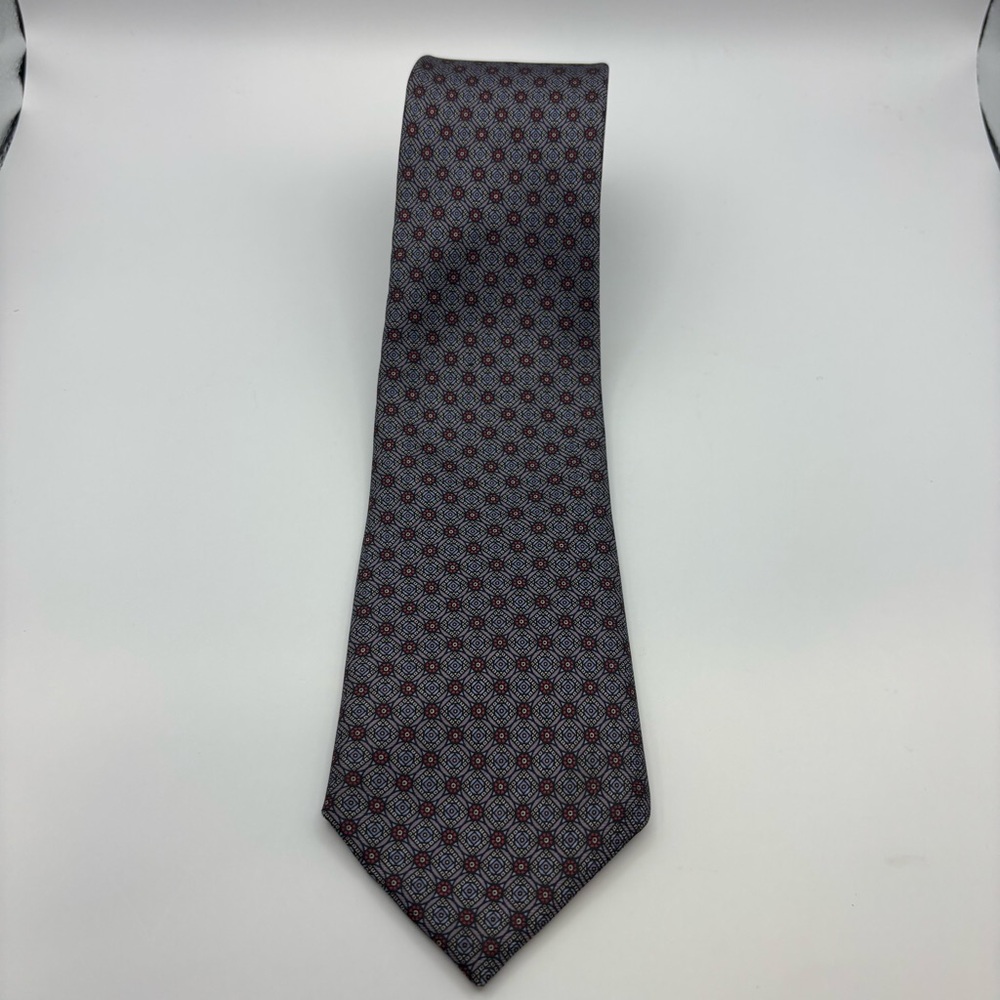 Andhurst Red & Blue Geometric Neck tie 100% silk Men's Dress Tie